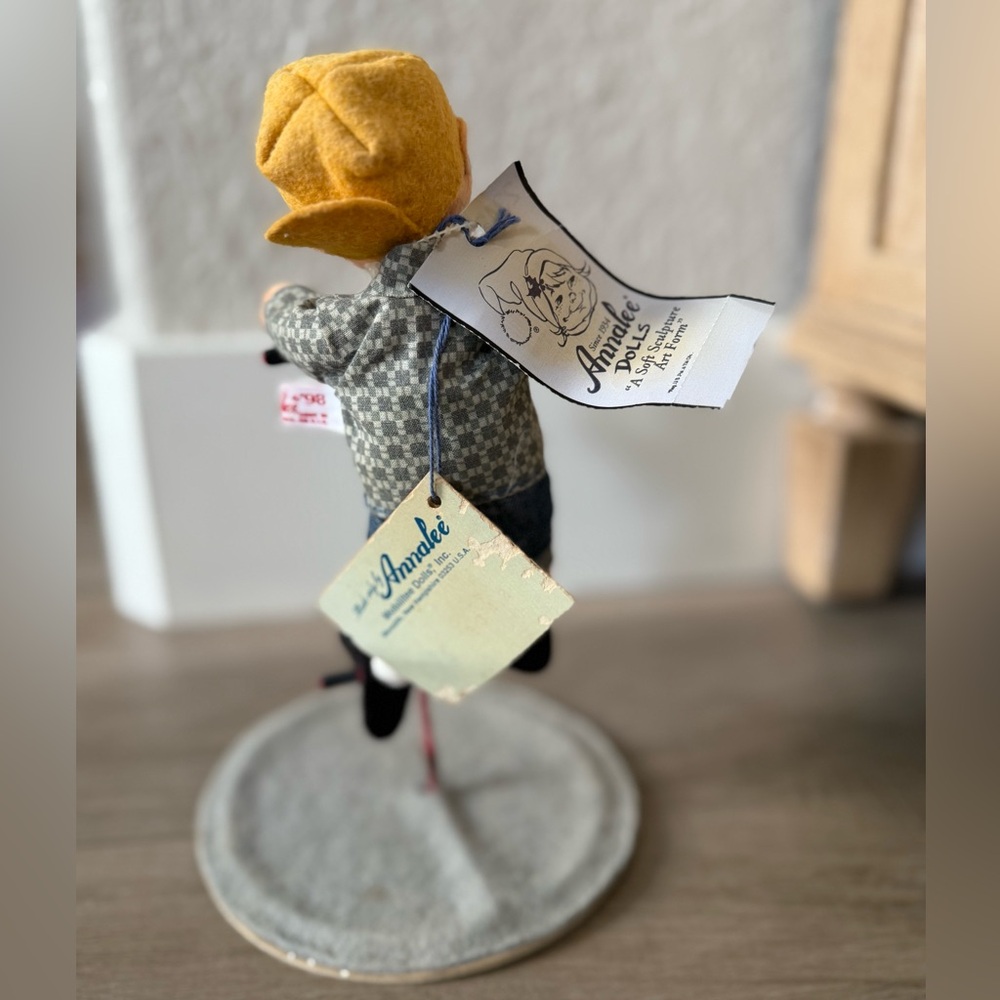 Jumping Rick on Pogo Stick Annalee Doll with Yellow Hat and Gray Sweater - Picture 2 of 2